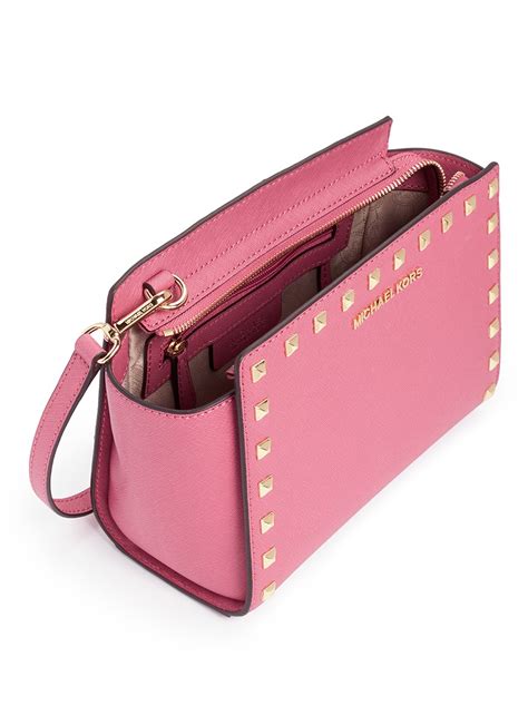 hot pink studded michael kors purse|Michael Kors shoulder tote bag.